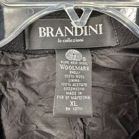 VTG Brandini Woolmark Shacket Mens XL Wool Winter Jacket Zip Up Sweater Black‎ - Picture 6 of 7